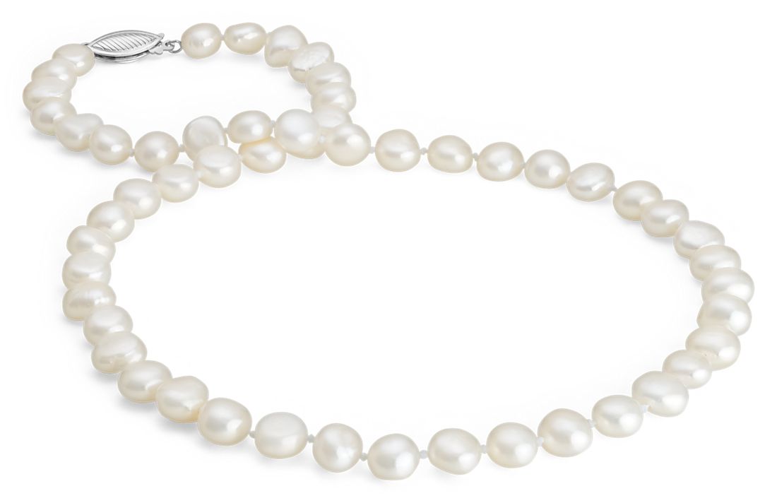 Baroque Freshwater Cultured Pearl Necklace in Sterling Silver (7.5mm)