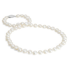 巴洛克风淡水养殖珍珠和 925 纯银项链（7.5 毫米）