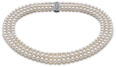 Triple Strand Freshwater Cultured Pearl Strand Necklace In 14k White Gold 6mm Blue Nile Sg 