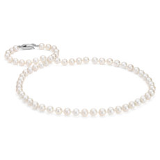 Collar de perlas cultivadas de agua dulce con oro blanco de 14 k (6,0-6,5 mm)