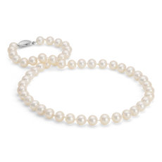 Collar de perlas cultivadas de agua dulce en oro blanco de 14k (8 - 8,5 mm)