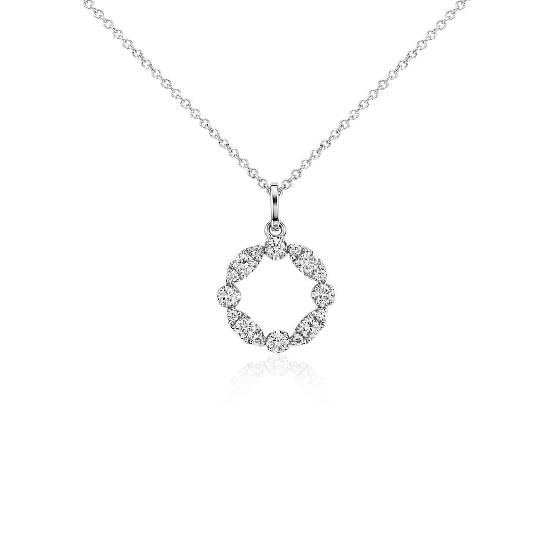 Colgante con diamante circular y forma de guirnalda en oro blanco de 14 k