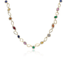 Gemstone Eternity Necklace in 18k Yellow Gold