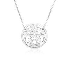 18&quot; Geometric Floral Pendant in Sterling Silver (1 mm)