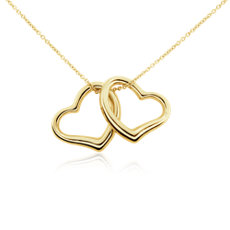 Classic Double Heart Pendant in 14k Yellow Gold