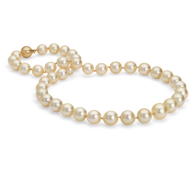 Collar de perlas doradas cultivadas de mares del en oro amarillo de k (9-11 mm) | Blue Nile