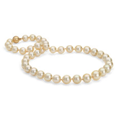 Golden South Sea Cultured Pearl Strand Necklace in 18k Yellow Gold (9-11mm)