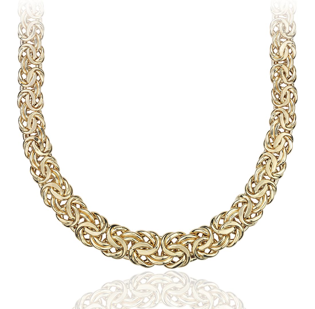 18" Graduated Byzantine Necklace in 14k Yellow Gold (7-12 mm)
