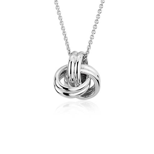 Sterling Silver Textured Love Knot Pendant 15 mm 22 mm Love Knot Pendants & Charms Jewelry