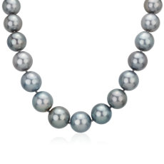 15-17mm Grey Tahitian Strand Necklace with Diamond Clasp