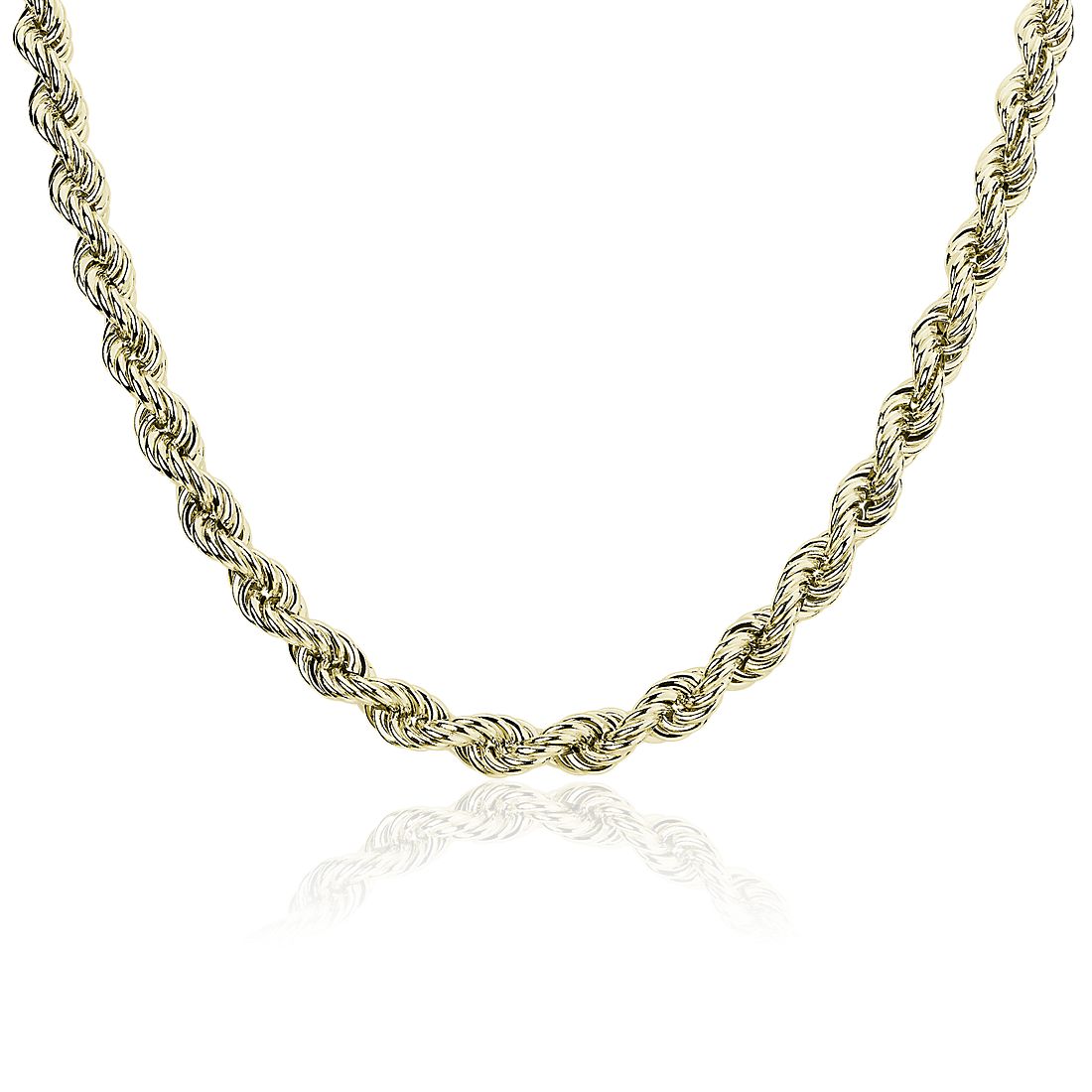 18" Hollow Rope Chain in 14k Italian Yellow Gold (6 mm)