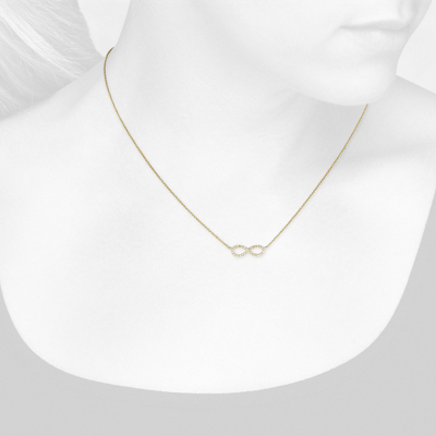 Closeup view of necklace on woman's neck