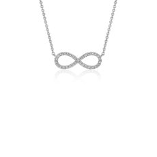 Mini Infinity Diamond Necklace in 14k White Gold