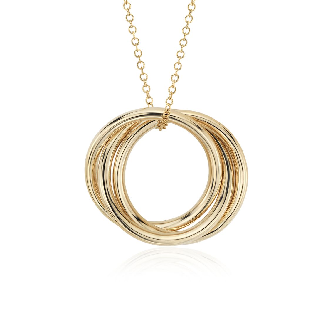 18" Infinity Rings Pendant in 14k Yellow Gold (1 mm)