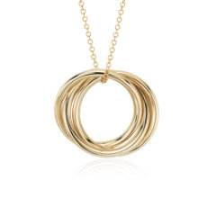 18&quot; Infinity Rings Pendant in 14k Yellow Gold (1 mm)
