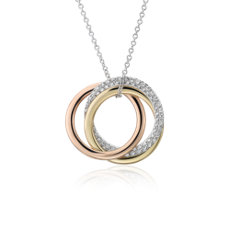 Colgante Infinity con trío de diamantes en oro tricolor de 14 k (1/3 qt. total)