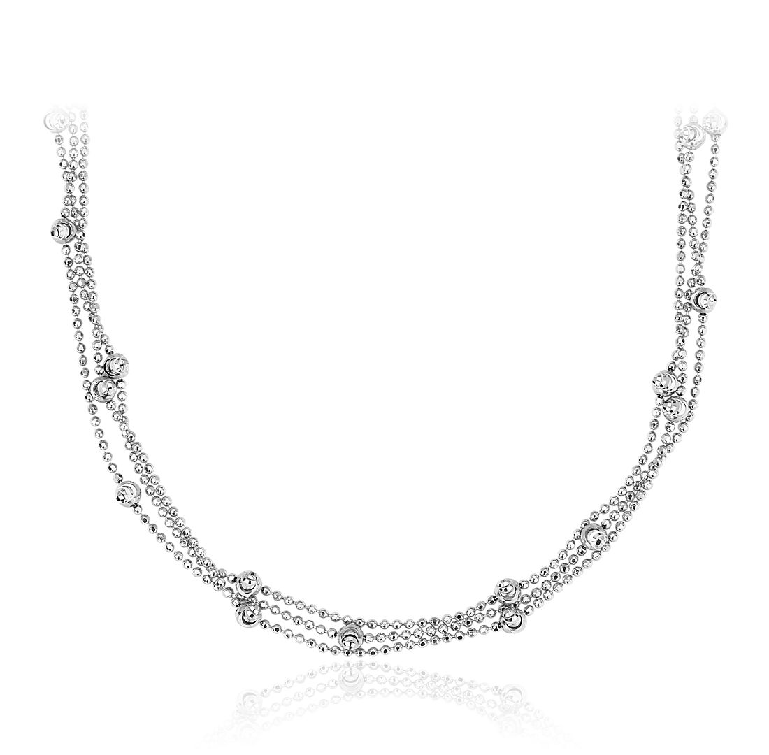 16" Moon Cut Shimmer Choker Necklace in Italian Sterling Silver