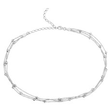 16&quot; Moon Cut Shimmer Choker Necklace in Italian Sterling Silver