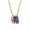 Cushion Cut Amethyst and Diamond Accent Pendant in 14k Yellow Gold (7mm)