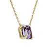 Cushion Cut Rose de France and Diamond Accent Pendant in 14k Yellow Gold (7mm)