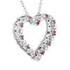 Floating Pink Sapphire and Diamond Heart Shaped Pendant in 14k White Gold (1.7mm)