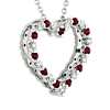 Floating Ruby and Diamond Heart Shaped Pendant in 14k White Gold (1.7mm)
