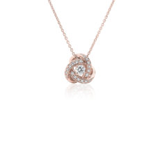 Love Knot Diamond Necklace in 18k Rose Gold
