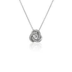 Love Knot Diamond Necklace in 18k White Gold (1/6 ct. tw.)