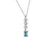 LIGHTBOX Lab-Grown Blue & White Diamond Round & Baguette Drop Bar Pendant Necklace in 14k White Gold (1 ct. tw.)