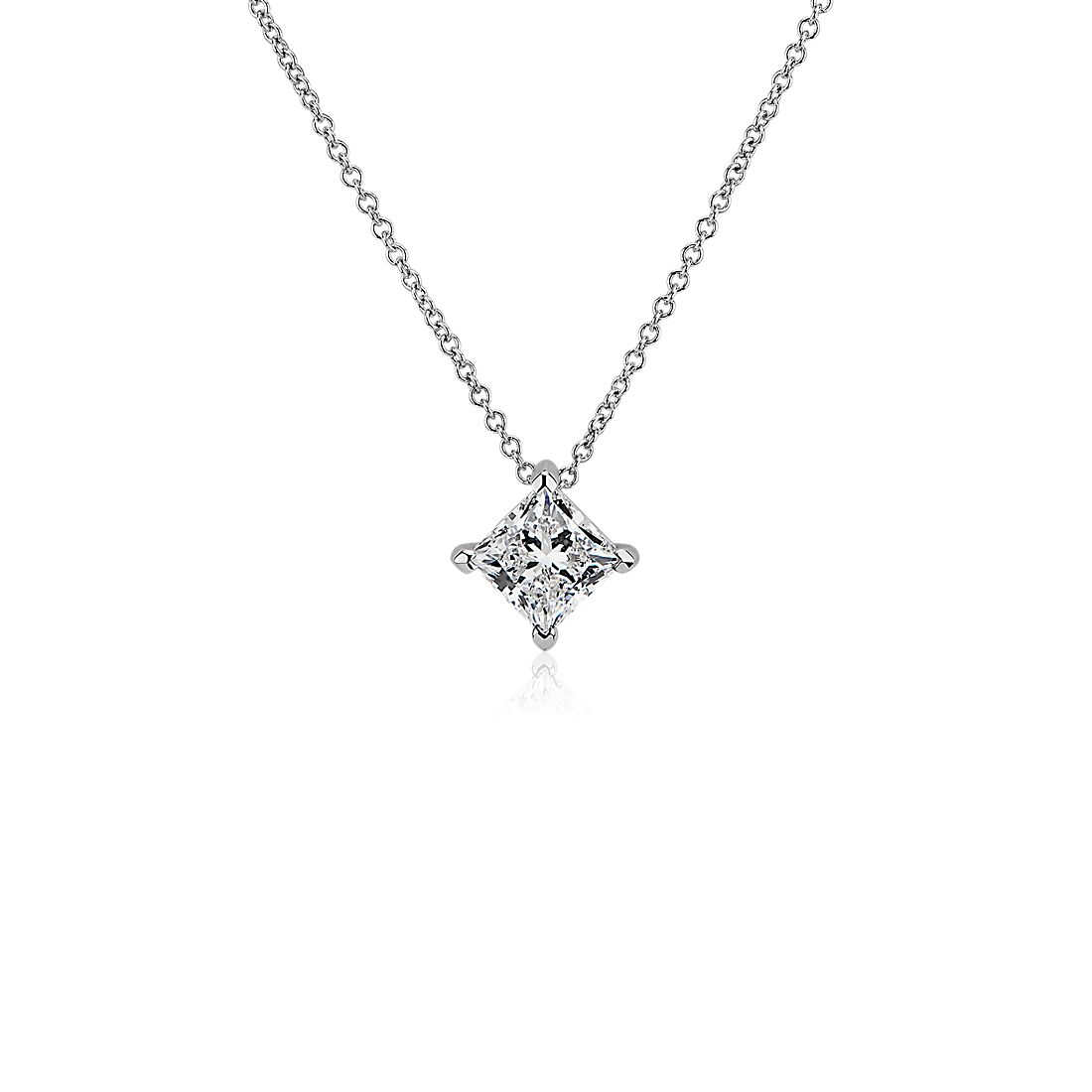 LIGHTBOX Lab-Grown Diamond Princess Solitiare Pendant Necklace in 14k White Gold (1 ct. tw.)
