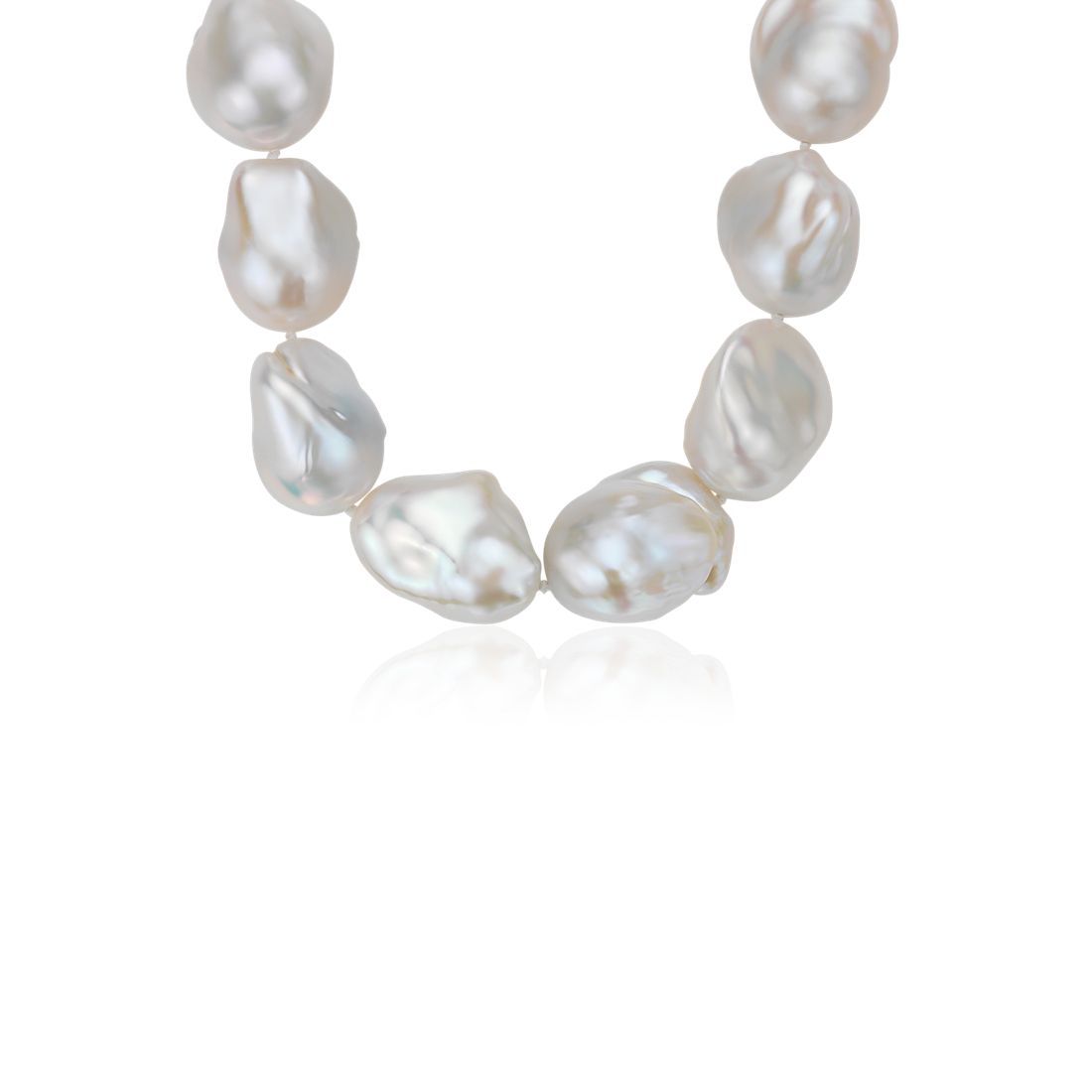 Large Baroque Freshwater Cultured Pearl Necklace in 18k White Gold (20-22  mm)