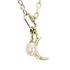 Link Necklace with Carabiner Lock and Baroque Freshwater Pearl & Moon Charm in 14k Italian Yellow Gold