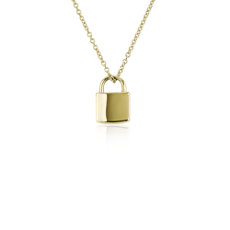 18&quot; Lock Necklace in 14k Yellow Gold (1.1 mm)