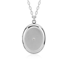 Engravable Diamond Locket in Sterling Silver (30")