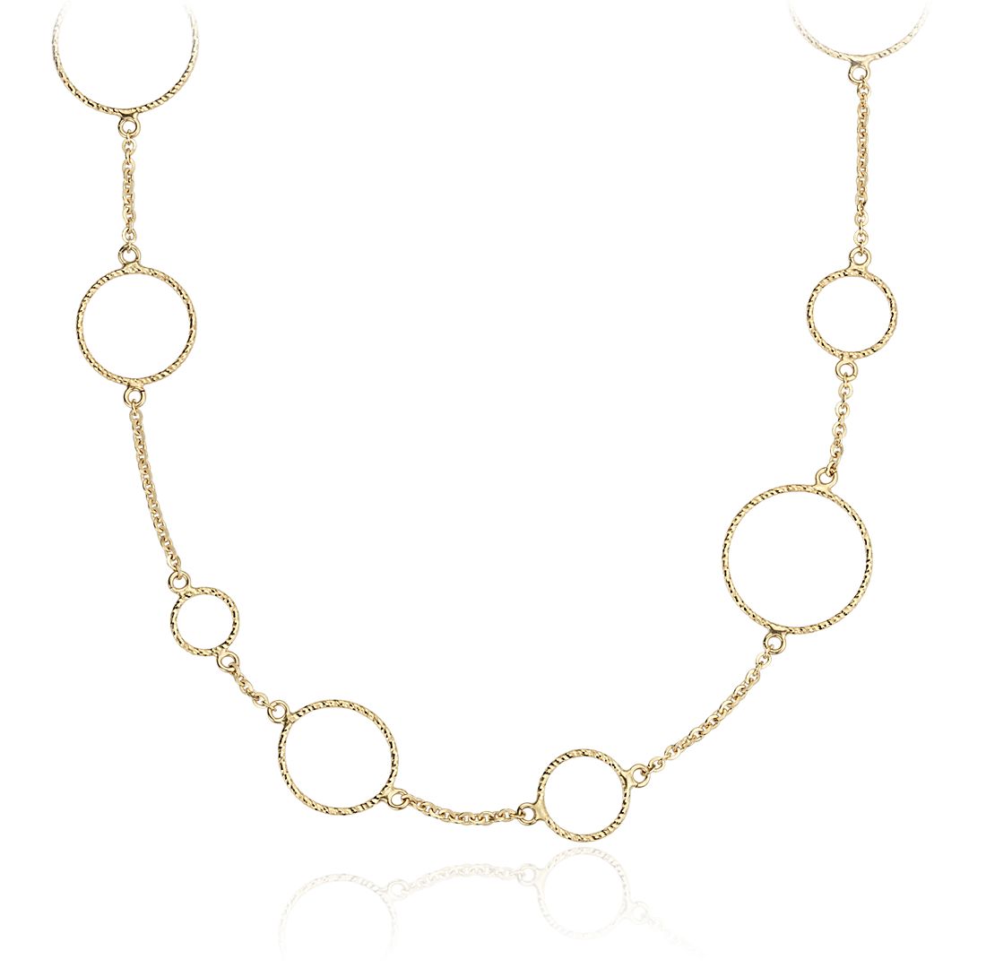 34" Long and Layered Circle Necklace in 14k Italian Yellow Gold (1.5 mm)