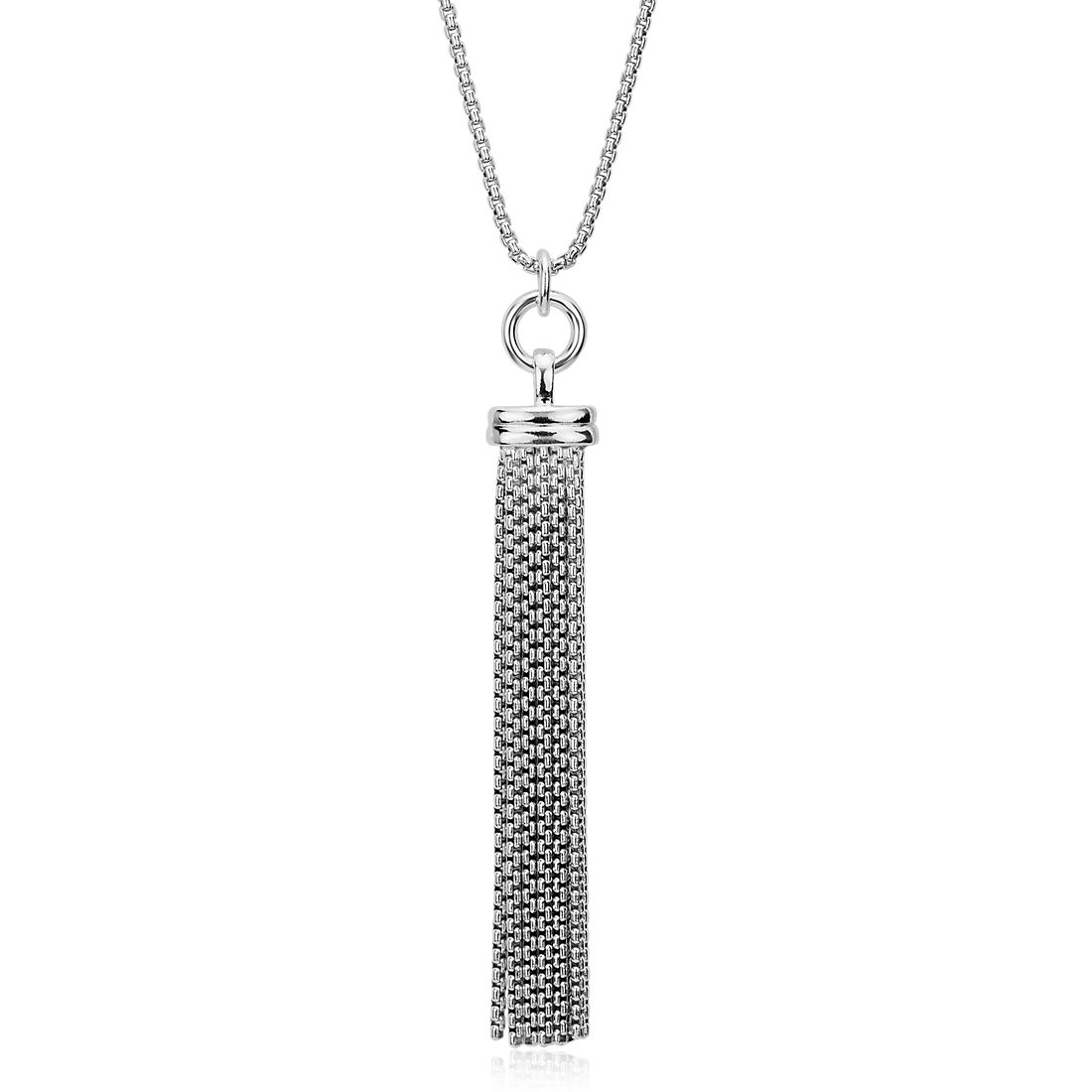 Long Fringe Tassel Pendant in Sterling Silver (30")
