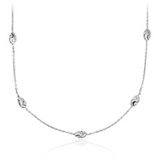 36&quot; Long Moon Cut Shimmer Necklace in Italian Sterling Silver