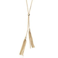 Long Tassel Lariat Necklace in 14k Yellow Gold (30")