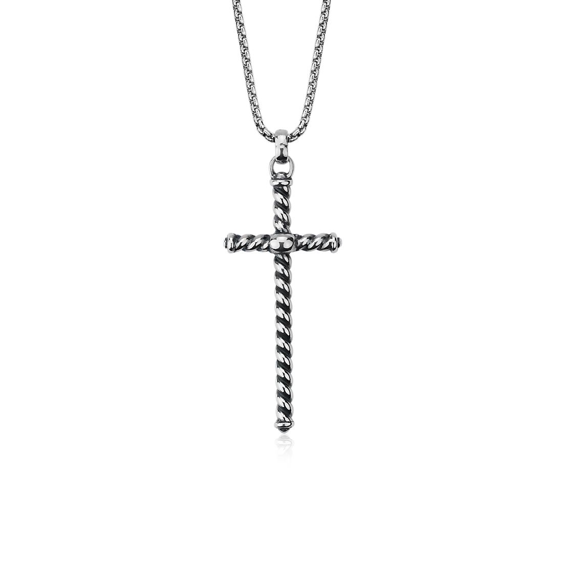 Box Sterling Silver Twisted Cross Pendant