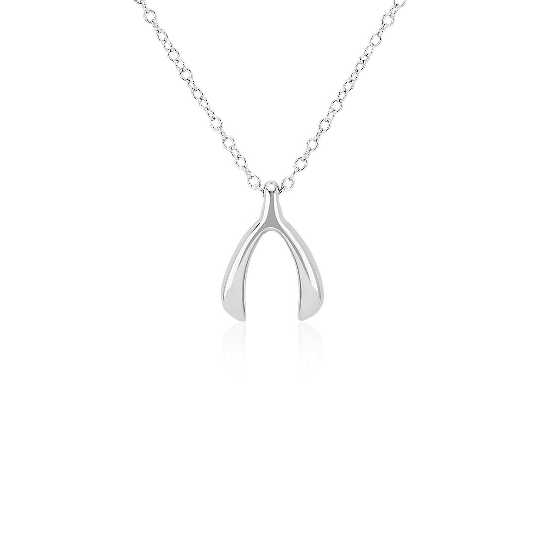 18" Lucky Wishbone Pendant in Sterling Silver (1 mm)