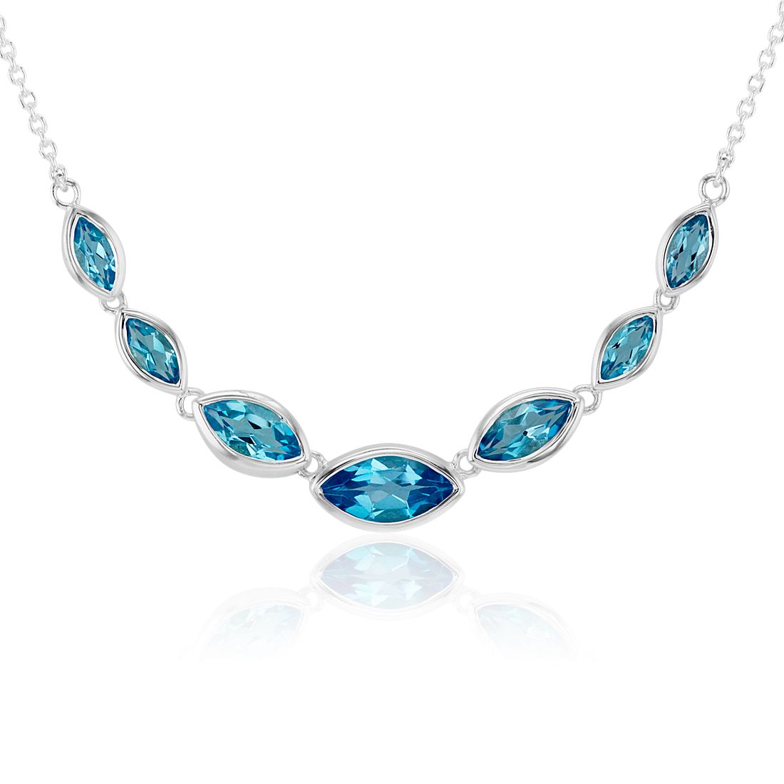 Marquise Blue Topaz Necklace in Sterling Silver