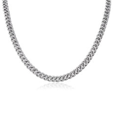 Men&#39;s Diamond Link Necklace in 14k White Gold (9 5/8 ct. tw.)