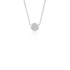 Mini MicroPave Button Diamond Necklace in 14k White Gold (1/10 ct. tw.)