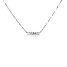 Mini Diamond Bar Necklace in 14k White Gold