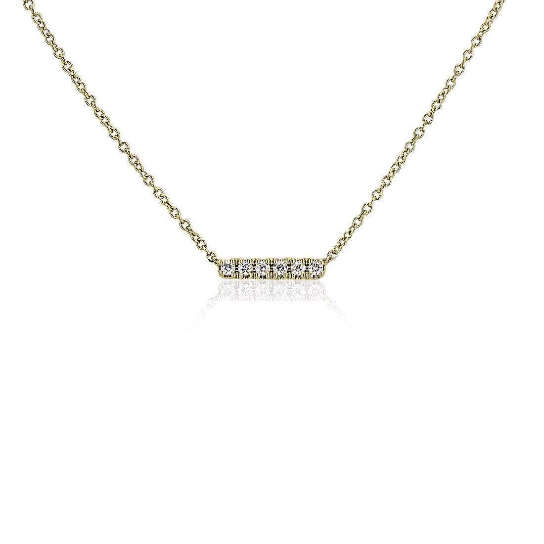 Mini Diamond Bar Necklace in 14k Yellow Gold
