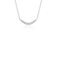 Mini Diamond Curved Bar Necklace in 14k White Gold (1/4 ct. tw.)