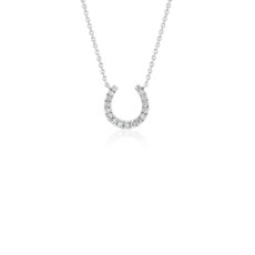 Mini Horseshoe Diamond Necklace in 14k White Gold (.09 ct. tw.)