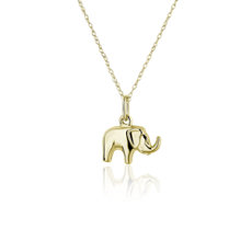 18&quot; Mini Elephant Necklace in 14k Yellow Gold (0.5 mm)