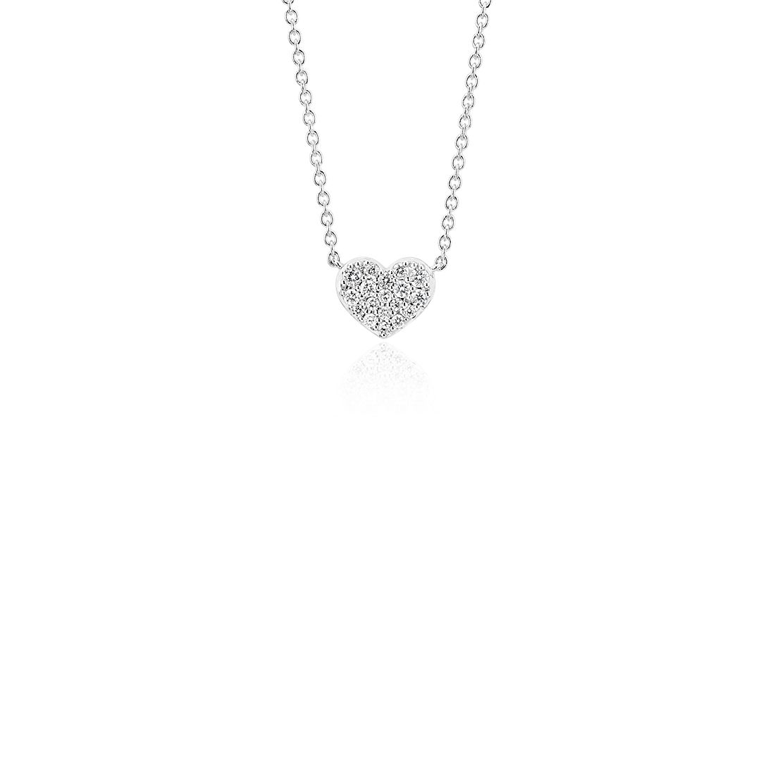 Mini Diamond Heart Necklace in 14k White Gold