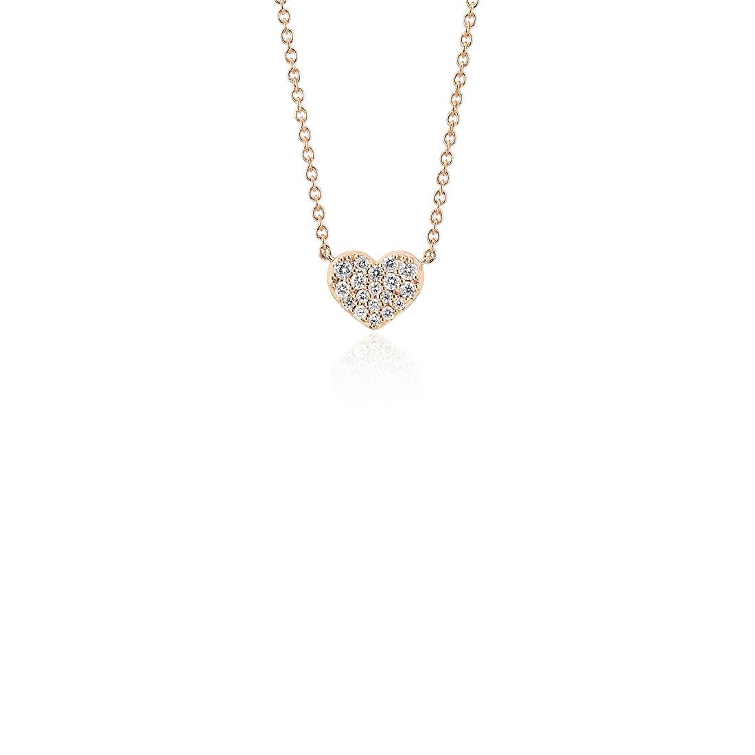 Mini Diamond Heart Necklace in 14k Rose Gold (1/10 ct. tw.)